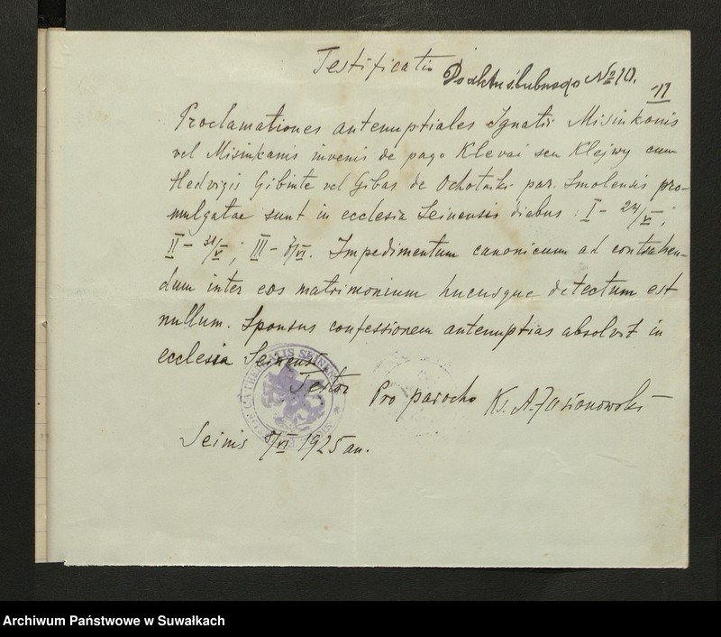 image.from.unit.number "Dokumenty zaślubionych Smolańskiej parafii za 1925 rok"