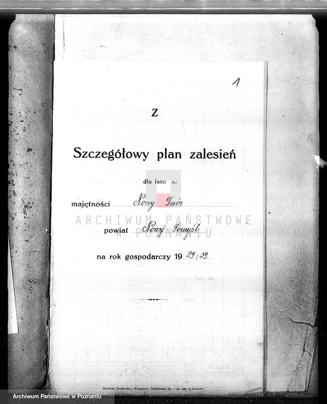 Obraz 5 z jednostki "Plan urządzenia gospodarstwa leśnego dla lasu majętności Nowy Dwór w powiecie nowotomyskim 1930-1940"