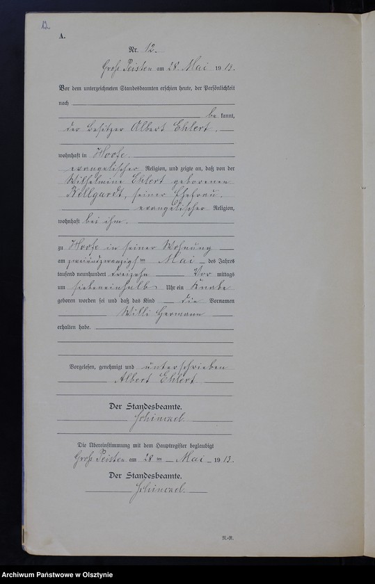 image.from.unit.number "Geburts-Neben-Register Nr 1 - 38 [Księga urodzeń- wtóropis ]"