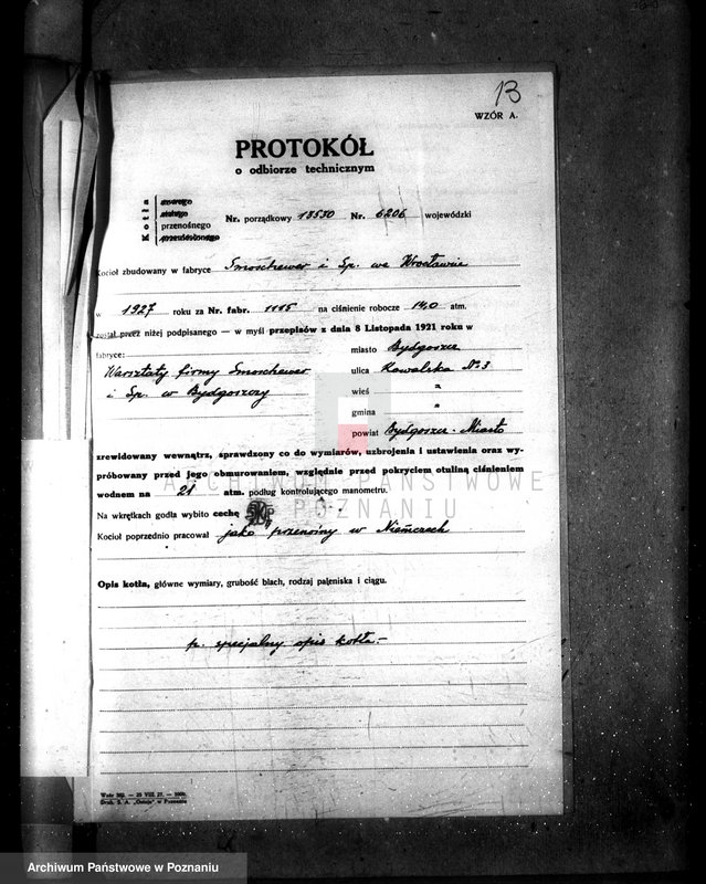 image.from.unit.number "Warsztaty firmy Smoschewor i Ska - Towarzystwo dla przemysłu kolejowego nr woj. kotła 6206"