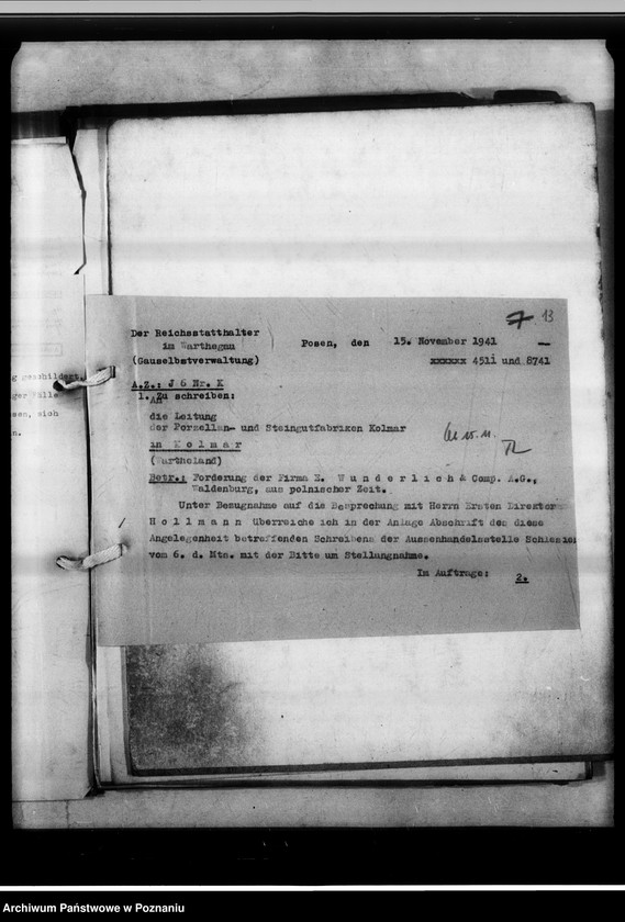 Obraz 17 z jednostki "Alte Schulden und Forderungen aus polnischer Zeit - Kolmar [fabryka porcelany]."