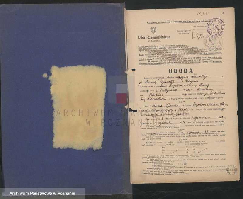 Obraz 2 z jednostki "[Ugody o naukę rzemiosła krawiectwa damskiego w Lesznie]"