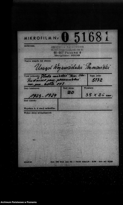 Obraz 2 z jednostki ""Huta miedzi" Towarzystwo Akcyjne Rudnicze powiat poznański nr porządkowy kotła 107"