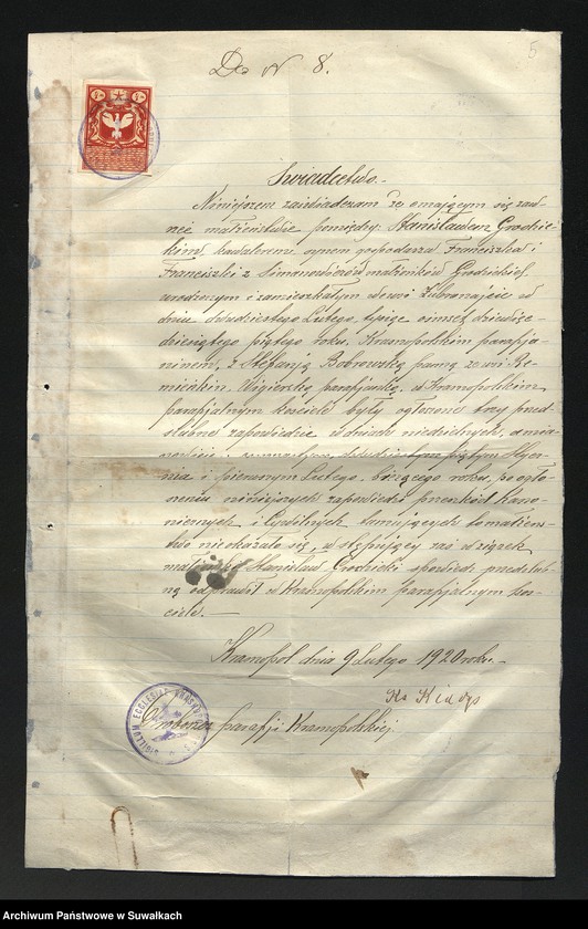 image.from.unit.number "[Dokumenty do akt małżeństw parafii rzymskokatolickiej w Wigrach z 1920 roku]"
