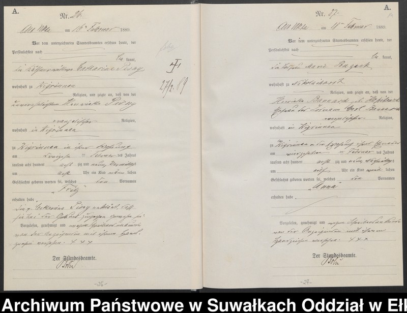 image.from.unit.number "[Geburts-Haupt-Register des Königlichen Preussischen Standes-Amtes Ukta Kreis Sensburg]"