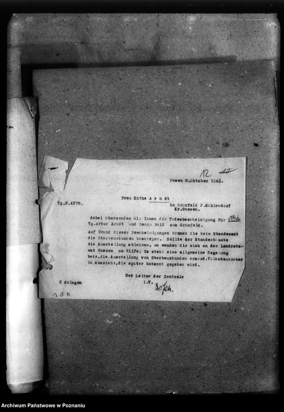 Obraz 16 z jednostki "Korespondencja w sprawie miejscowych Niemców, którzy zginęli w 1939 roku A - Z"