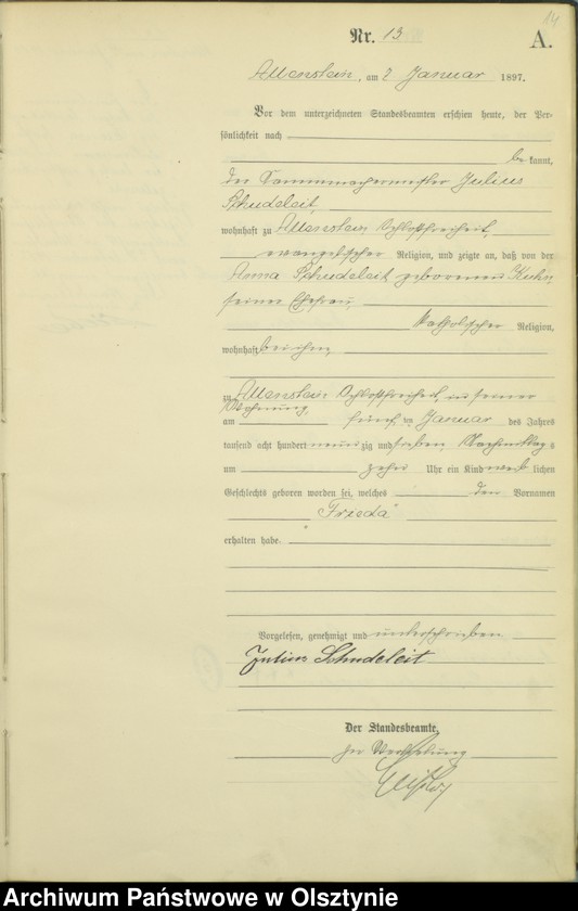 image.from.unit.number "Geburts-Haupt-Register Tom I,Nr 1 - 399"