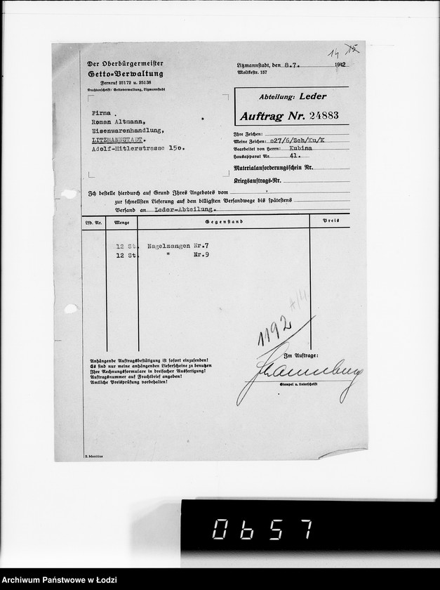 Obraz 18 z jednostki "I a Kauf-Aufträge. A-J. [Przybory szewskie i techniczne]"