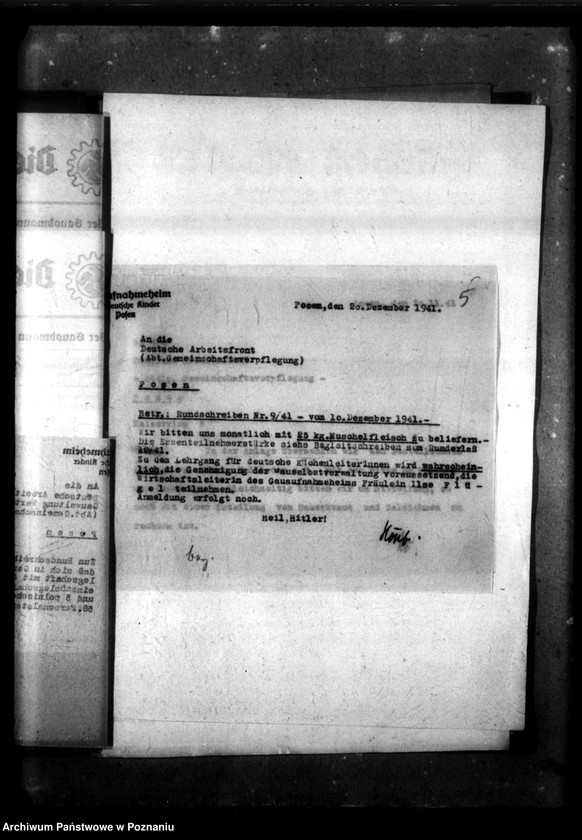 Obraz 9 z jednostki "Schriftwechsel mit der Deutsche Arbeiters Front [Korespondencja w sprawie zbiorowego żywienia]."