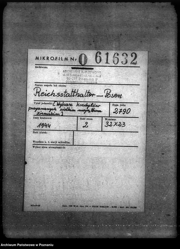 Obraz 2 z jednostki "Wykaz kredytów przyznanych wielkim majątkom ziemskim"