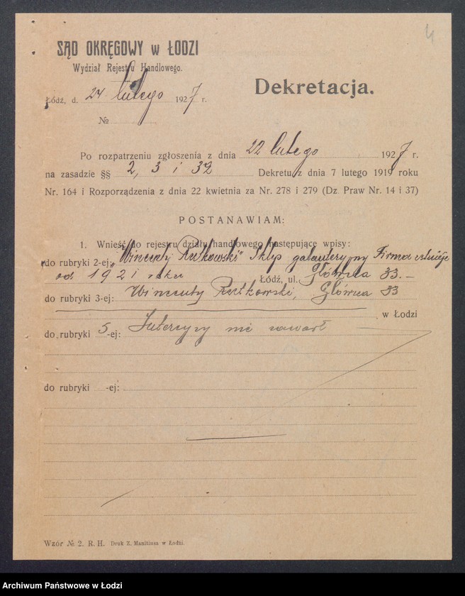 Obraz 6 z jednostki "Wincenty Rutkowski – sklep galanteryjny"