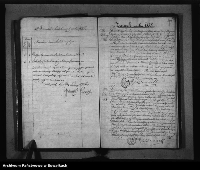 image.from.unit.number "Duplikat Akt Stanu Cywilnego Urodzonych, Zaślubionych i Zmarłych Sekty Filiponów z Gminy Berznickiej z roku 1855"