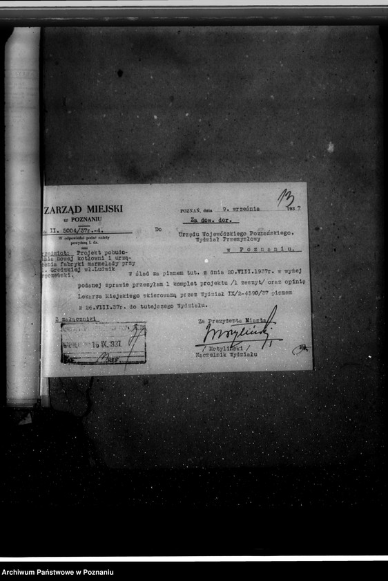 Obraz 20 z jednostki "Zatwierdzenie zakładu przemysłowego /fabryki marmelady/ Ludwik Bręczewski Poznań"