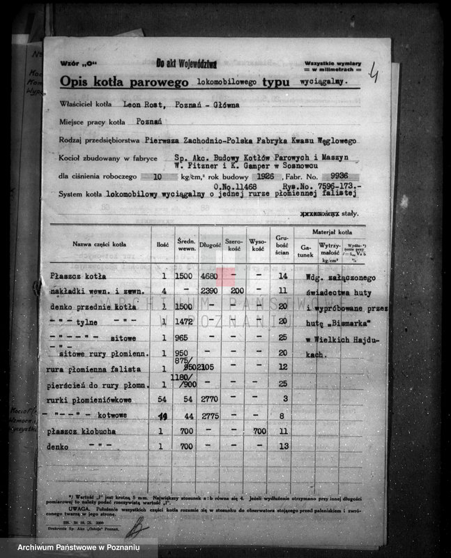 image.from.unit.number "Fabryka kwasu węglowego własność L. Rost Poznań-Główna  nr woj. 5958"