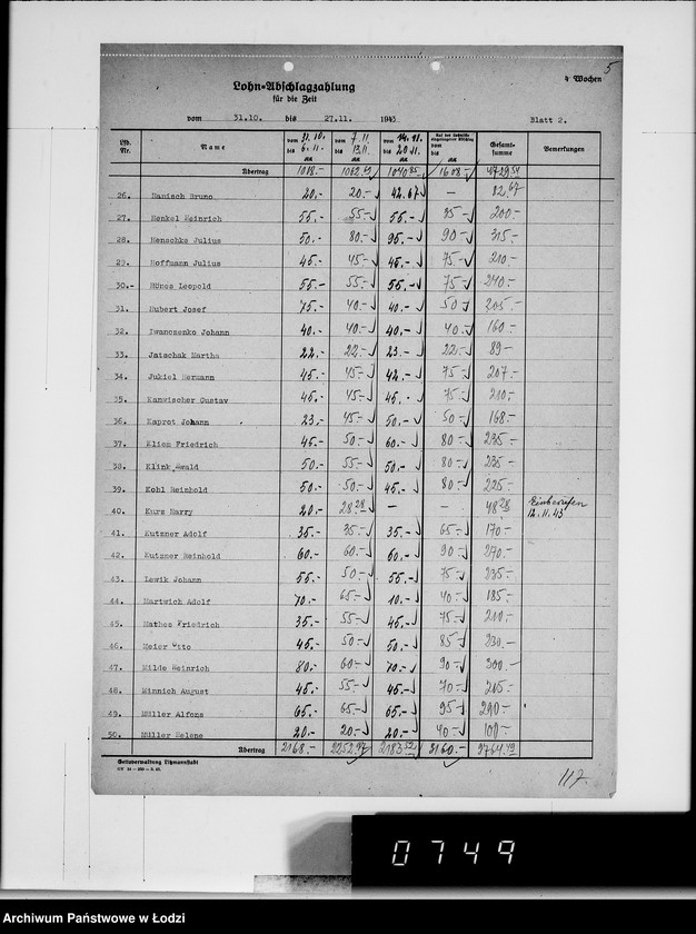 Obraz 9 z jednostki "Abschlag-Listen"