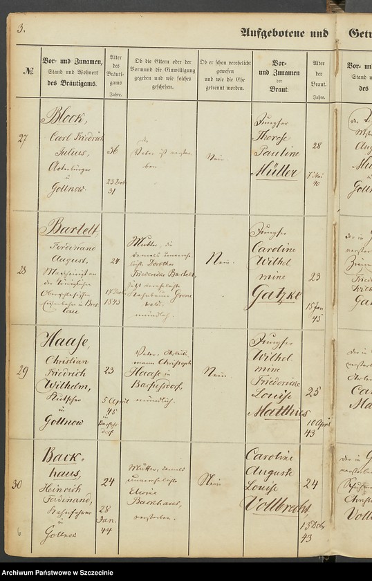 image.from.unit.number "Register der in der Stadt Gollnow Aufgebotenen und Getrauten."