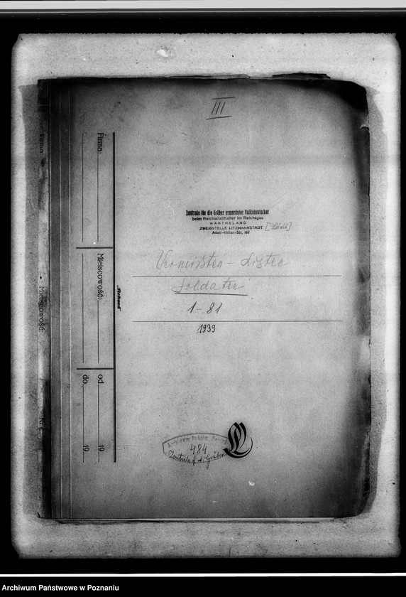 Obraz 4 z jednostki "Zweigstelle Litzmannstadt (Łódż) Vermissten - Listen. Soldaten 1- 81"