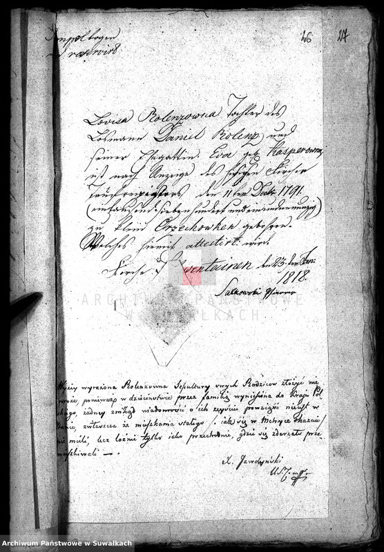 image.from.unit.number "Annexa do Akt Małżeństwa z Gminy Filipowskiey w Roku 1818"