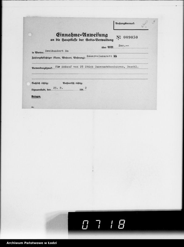 Obraz 14 z jednostki "Einnahme Anweisungen Sonderkonto"