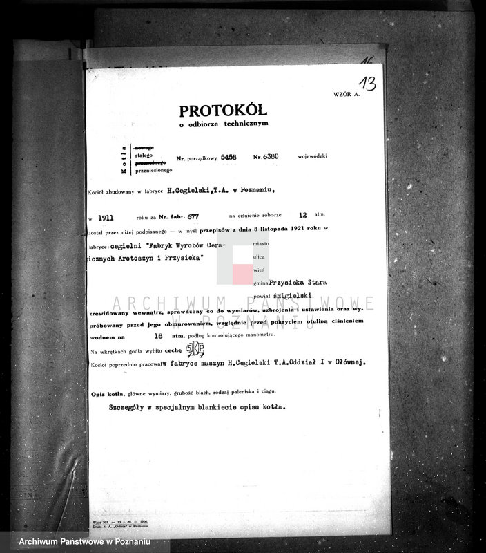 Obraz 19 z jednostki "Fabryka wyrobów ceramicznych Przysieka Stara pow kościański n woj. kotła 6380"