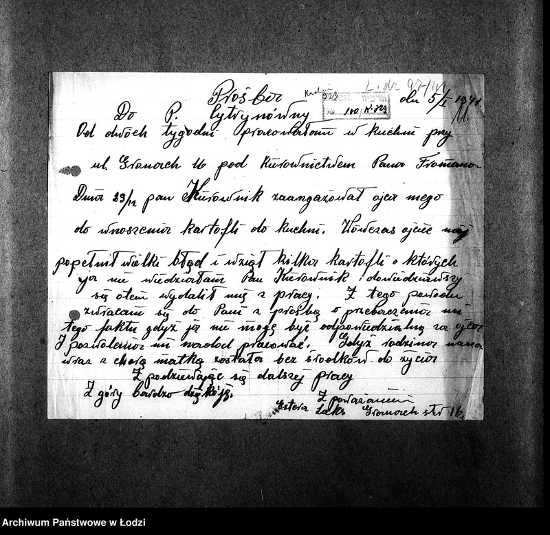 Obraz 14 z jednostki "[Kuchnia nr 323, ul. Żydowska 16. Kuchnia nr 173, ul. Żydowska 28. Kuchnia, ul. Żydowska 34. Działalność kuchni, personel, konsumenci, kontrole]"