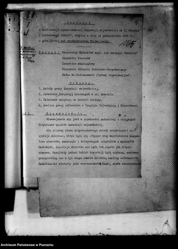 Obraz 9 z jednostki "Konferencje naczelników wydziałów protokoły zebrań periodycznych naczelników władz i urzędów niezespolonych/"