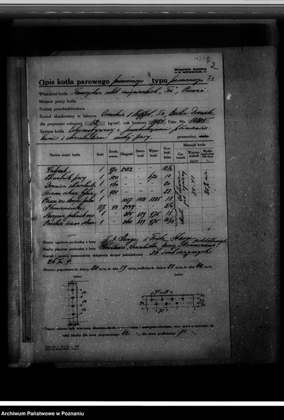 Obraz 6 z jednostki "Towarzystwo robót inżynieryjnych "Tri" w Poznaniu nr fabryczny kotła 10205 nr porz. 5515"