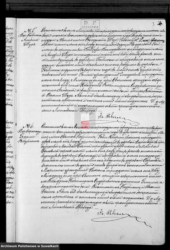 Obraz 6 z jednostki "Kniga Duplikat Aktov o Roždenij Brakosočetanij i Smerti Liškovskago Rimsko- Katoličeskago Prichoda Sejnskago Okruga za 1896 god"