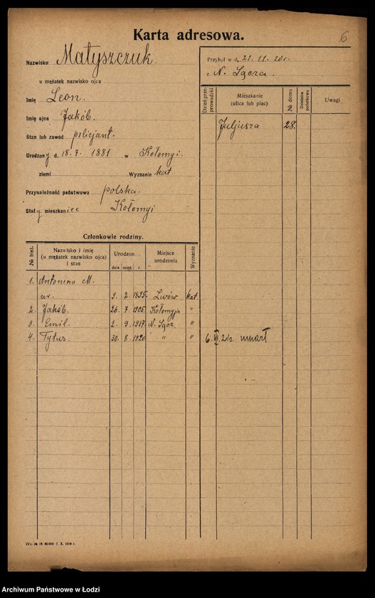 Obraz 8 z jednostki "[Spis ludności Łodzi] Matysek - Mazurenko"