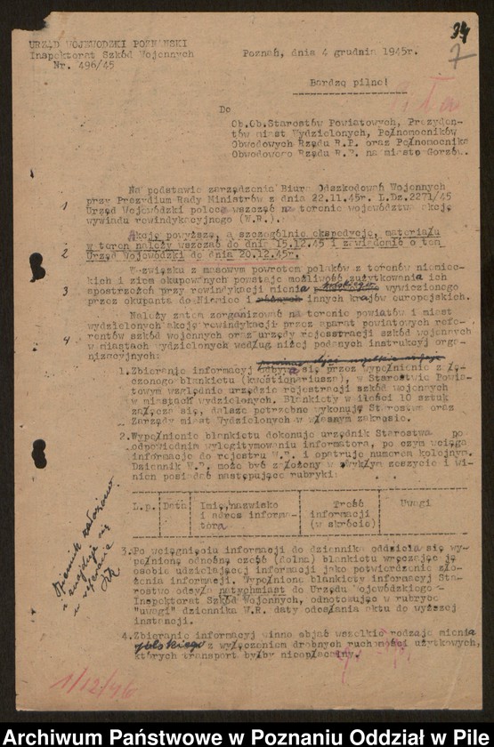 Obraz 9 z jednostki "[Zarządzenia i sprawozdania statystyczne dotyczące rejestracji szkód wojennych]"