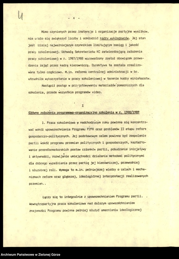 image.from.unit.number "Szkolenie partyjne. Wytyczne sekretariatu KC na lata 1988/1989, ocena przebiegu kampanii w latach 1976/1977, założenia na 1977/1978, informacja o szkoleniu 1978/1979, ocena szkolenia 1987/1988, ocena agitacji w 1978 r."