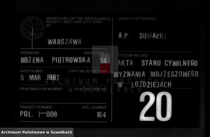 image.from.unit.number "Dowody Zawartych Małżeństw Starozakonnych w Okręgu Łoździeje w roku 1851"
