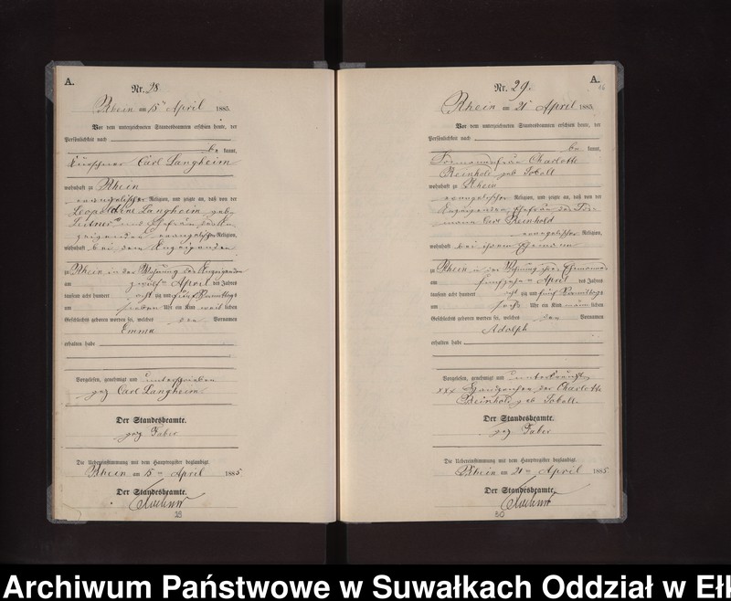 image.from.unit.number "Geburts-Neben-Register des Preussischen Standes-Amtes Rhein Kreis Loetzen"