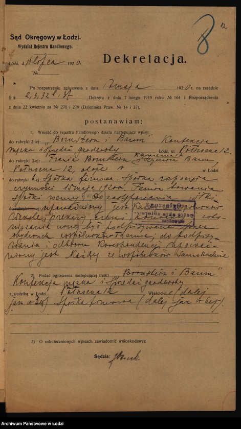 Obraz 14 z jednostki "Frania Bornstein i Szymon Baum – konfekcja męska i sprzedaż garderoby"