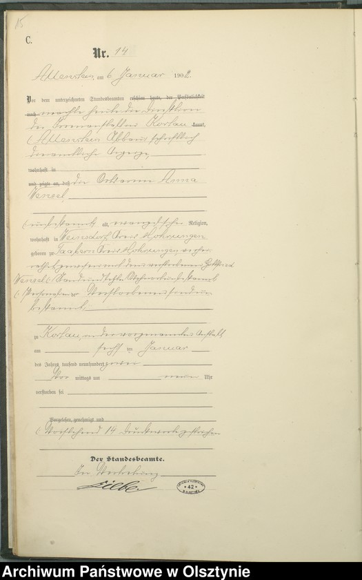 image.from.unit.number "Sterbe-Haupt-Register Tom I,Nr 1 - 394"