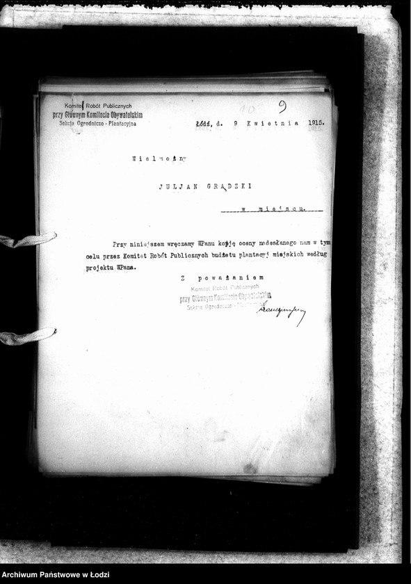 Obraz 12 z jednostki "Korespondencja Ogrodnika Miejskiego i odwrotnie"