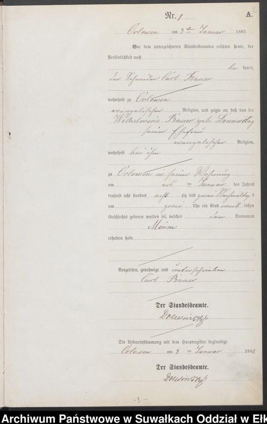 image.from.unit.number "Geburts-Neben-Register des Preussischen Standes-Amtes Orlowen Kreis Loetzen für das Jahr 1882"