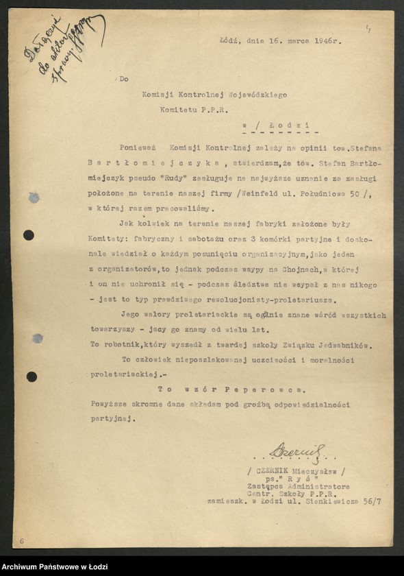 Obraz 5 z jednostki "Akta dotyczące spraw członków partii od A do C"