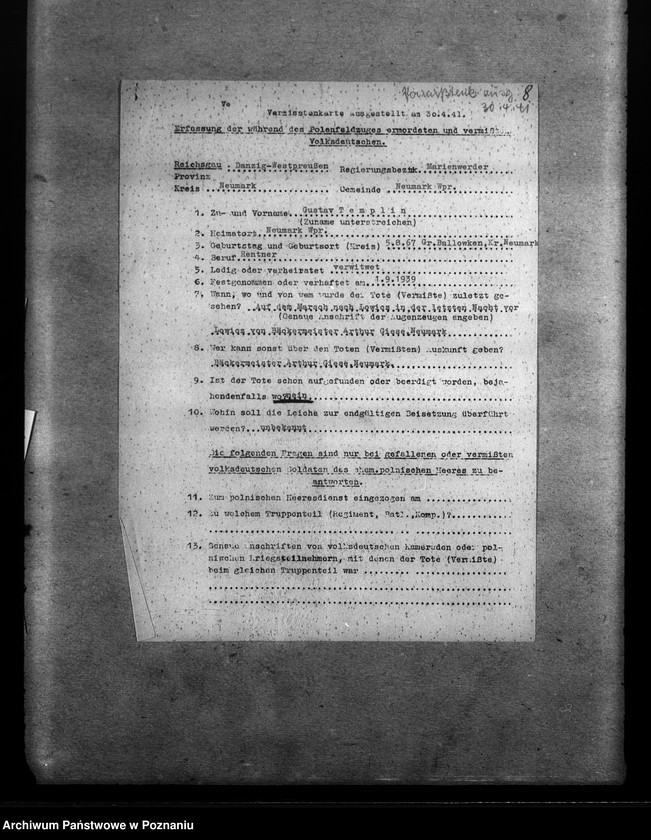 Obraz 12 z jednostki "Amtliche Meldungen Kreis Neumark (Nowe Miasto)"