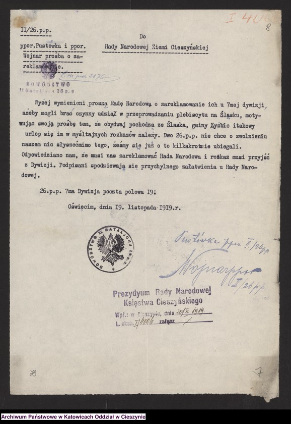 image.from.unit.number "[Korespondencja Rady Narodowej Księstwa Cieszyńskiego]"