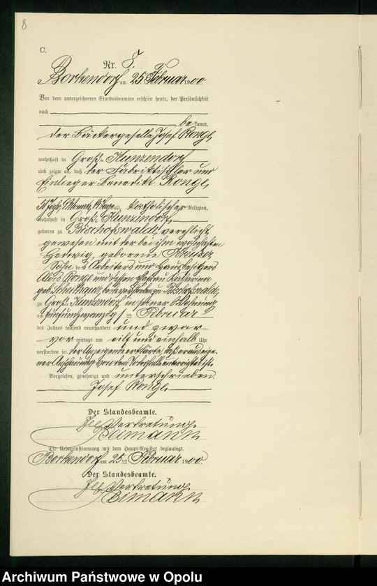 Obraz 12 z jednostki "Sterbe-Neben-Register des Standesamts Borkendorf pro 1900"