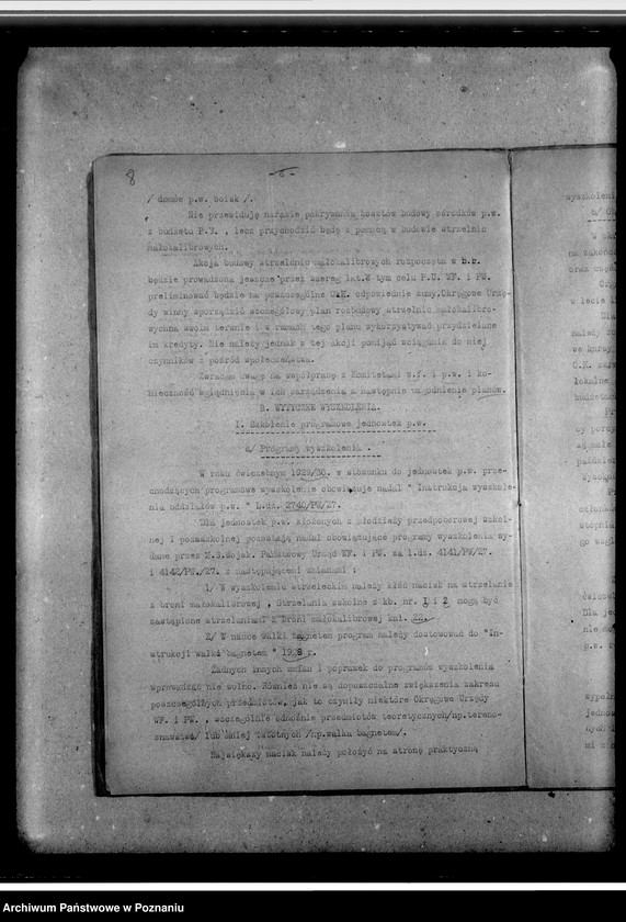 image.from.unit.number "Rozkazy, protokoły, instrukcje, sprawozdania Komitetu. Przepisy służbowe dotyczące organizacji i działalności wychowania fizycznego i przysposobienia wojskowego z 1928 roku. Korespondencje. Szkice umundurowania."