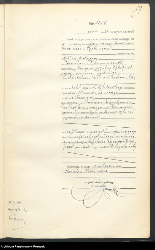 Obraz 19 z jednostki "Księga miejscowa zgonów tom III [Rejestr główny zgonów]"