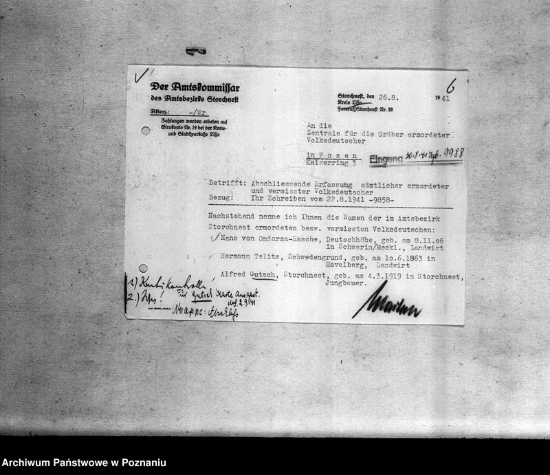 Obraz 10 z jednostki "Amtsbezirk Wilhelmsort Kreis Bromberg (Bydgoszcz). Wykazy miejscowych Niemców, którzy zginęli w 1939 roku"