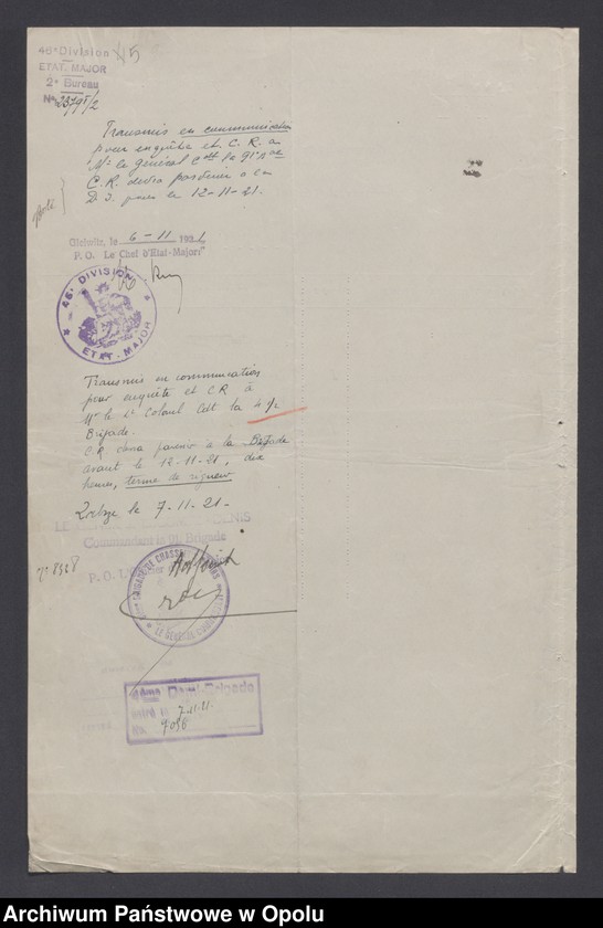 image.from.unit.number "/Korespondencja dotycząca spraw spornych: wypadki, incydenty - pisma, sprawozdania, raporty/ XI 1921"