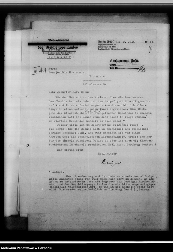 Obraz 11 z jednostki "Kirchenbücher der deutsch-evangelischen Kirche in Wartheland [korespondencja]"