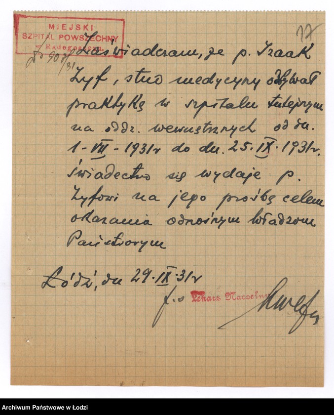 Obraz 20 z jednostki "Zyw Izaak - lekarz - akta rejestracyjne"