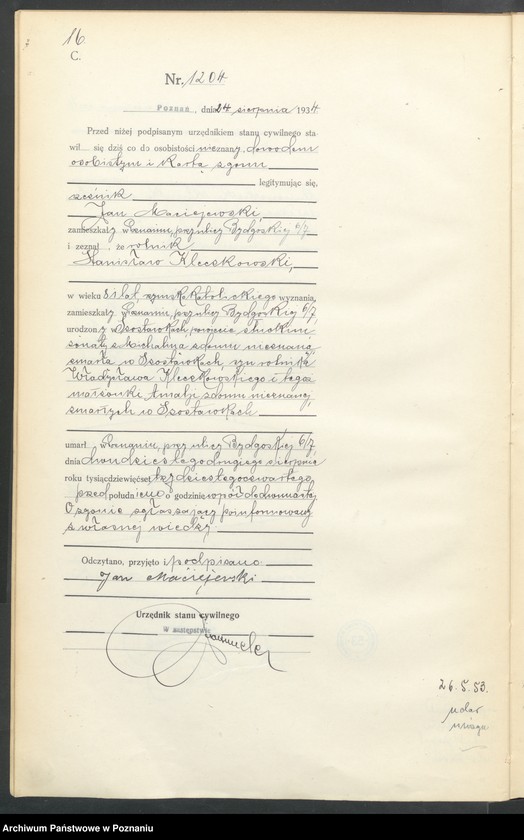 Obraz 18 z jednostki "Księga miejscowa zgonów tom III [Rejestr główny zgonów]"