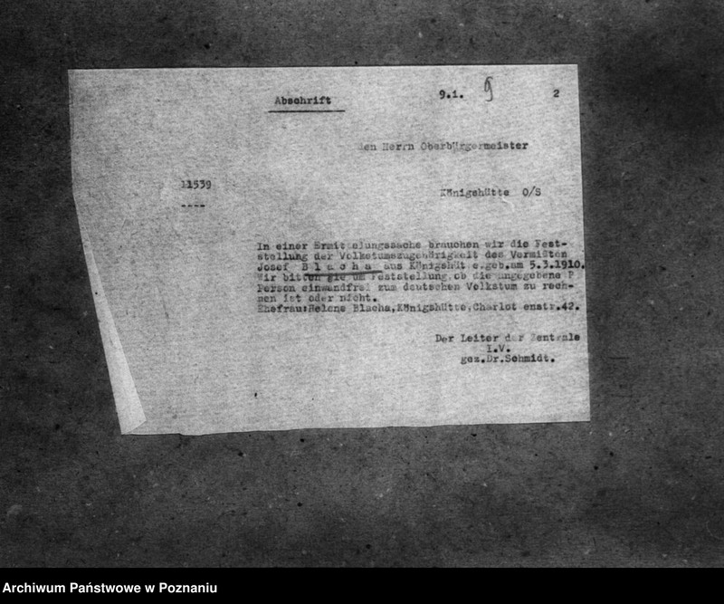 Obraz 13 z jednostki "Korespondencja w sprawie miejscowych Niemców, którzy zginęli w 1939 roku oraz donos Niemca B. Reymanna z powiatu wałeckiego na jego sąsiada, Niemca Breitinga o sprzyjanie Polakom"