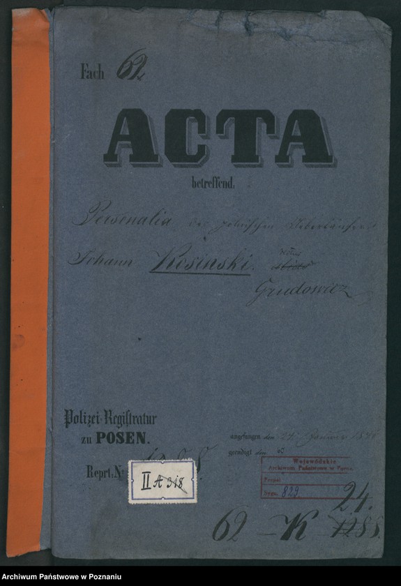 Obraz 2 z jednostki "A. betr. Johann Kosinski alias Grudowicz"